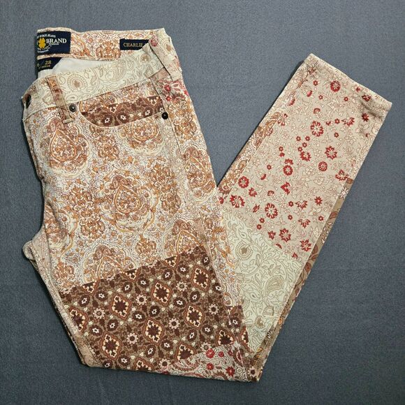 Lucky Brand Charlie Skinny Women 6/28 Harvest Patchwork Stretch Denim Jeans - Picture 1 of 16